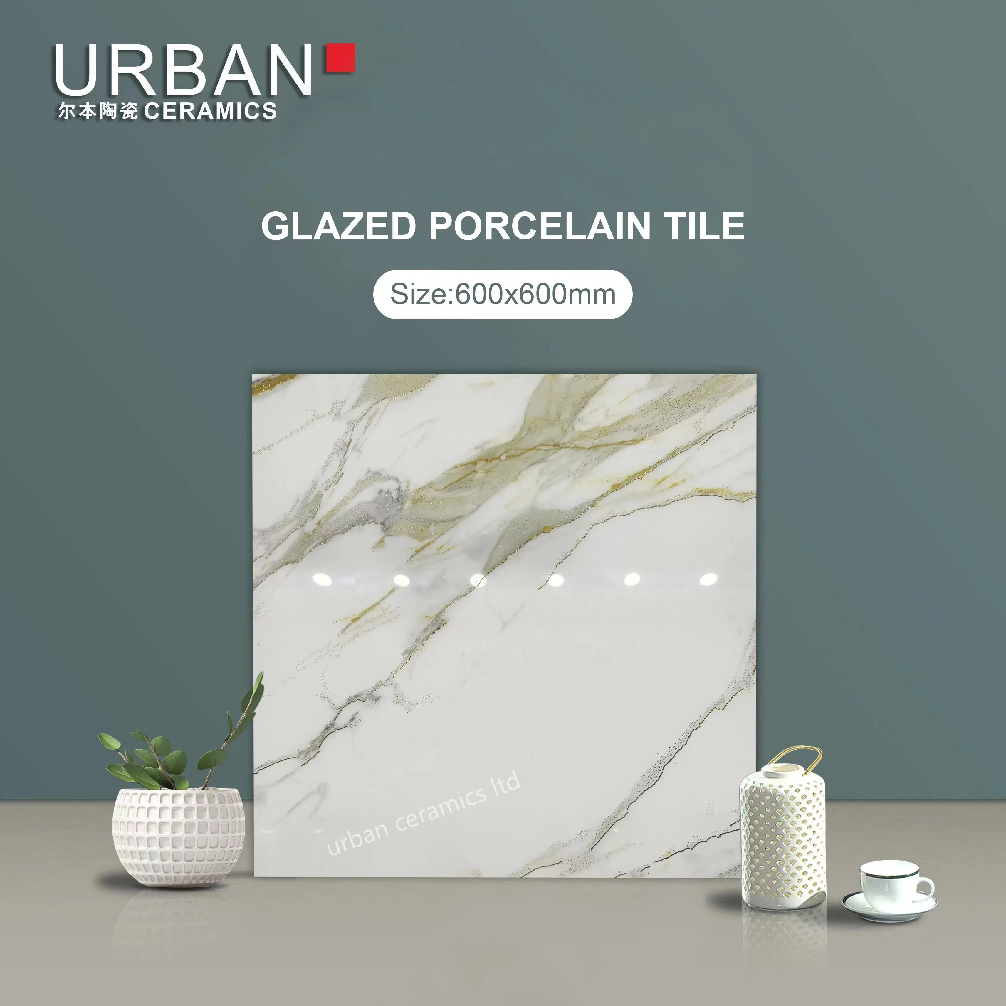 Fashion Office Subway Bedroom Golden Silver Glazed 600X600 Ceramic Porcelain Floor Tile
