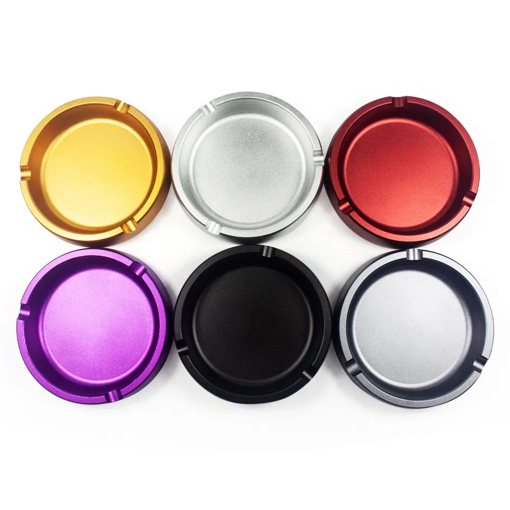Smoking Accessories Outside Diameter 100mm Simple Design Metal Round Aluminum Smoking Ashtray