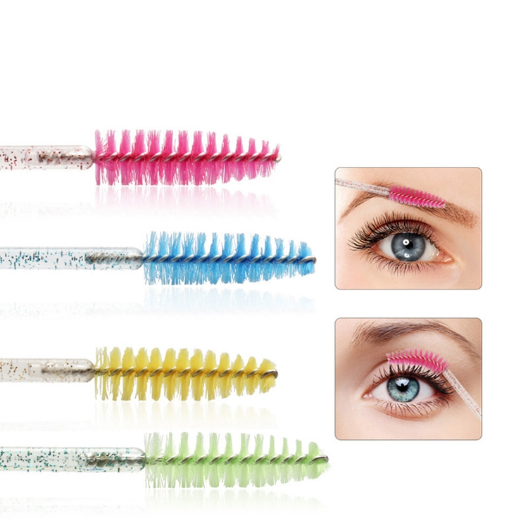 Shiny Crystal Eyelash Applicator Disposable Crystal Handle Nylon Glitter Mascara Wands Spoolies Brushes