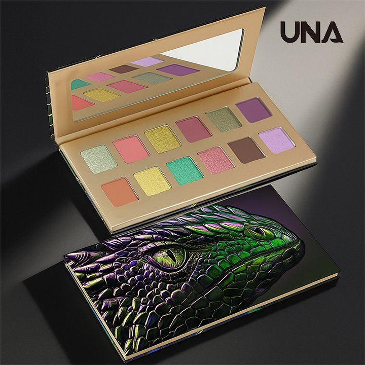 12-Color Lizard Eye Eyeshadow Palette Waterproof Liquid Pressed Pigments with Metallic & Matte Reptile Tones
