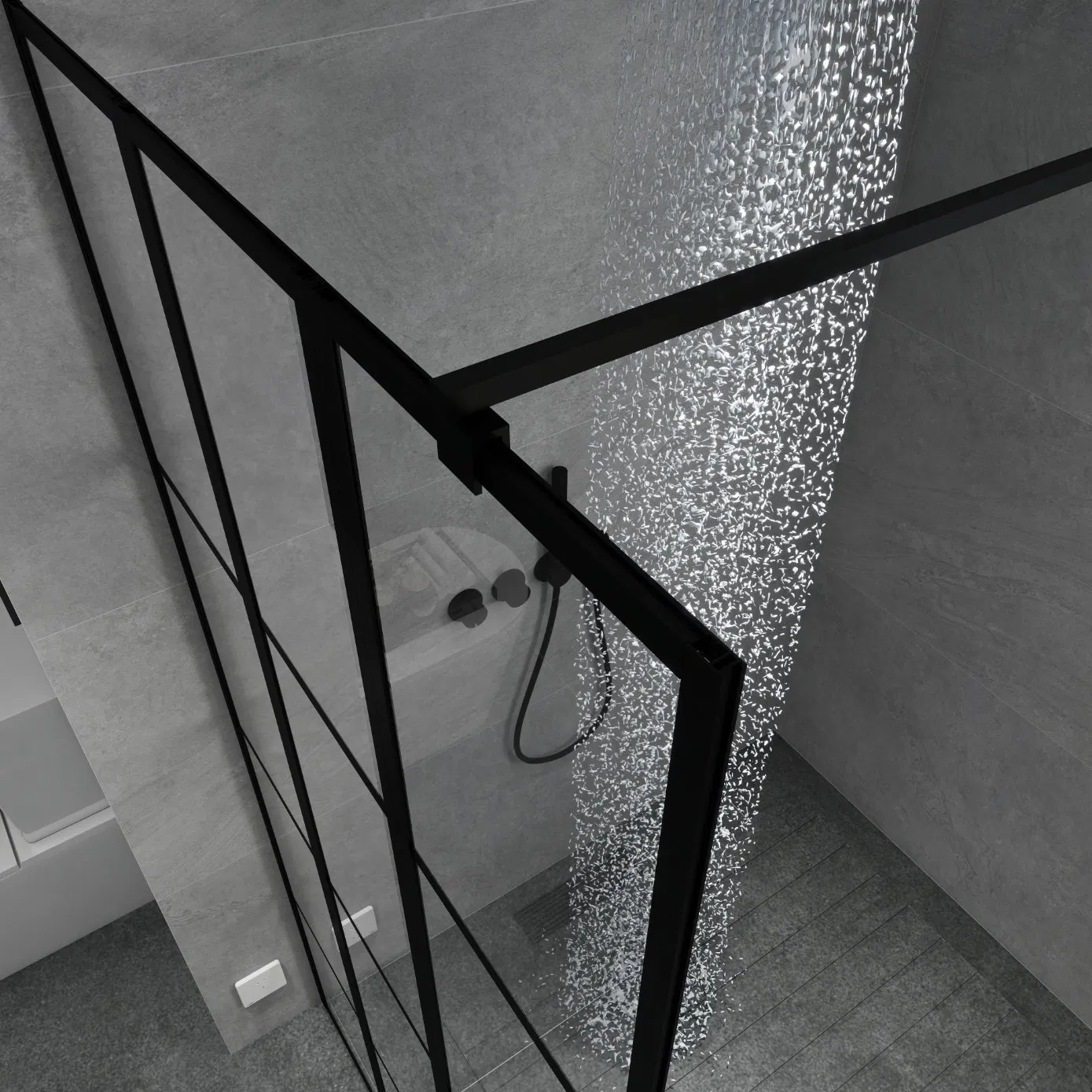 Hot Design Costing Saving Tempered Glass Shower Screen for Walk in Room Black 2