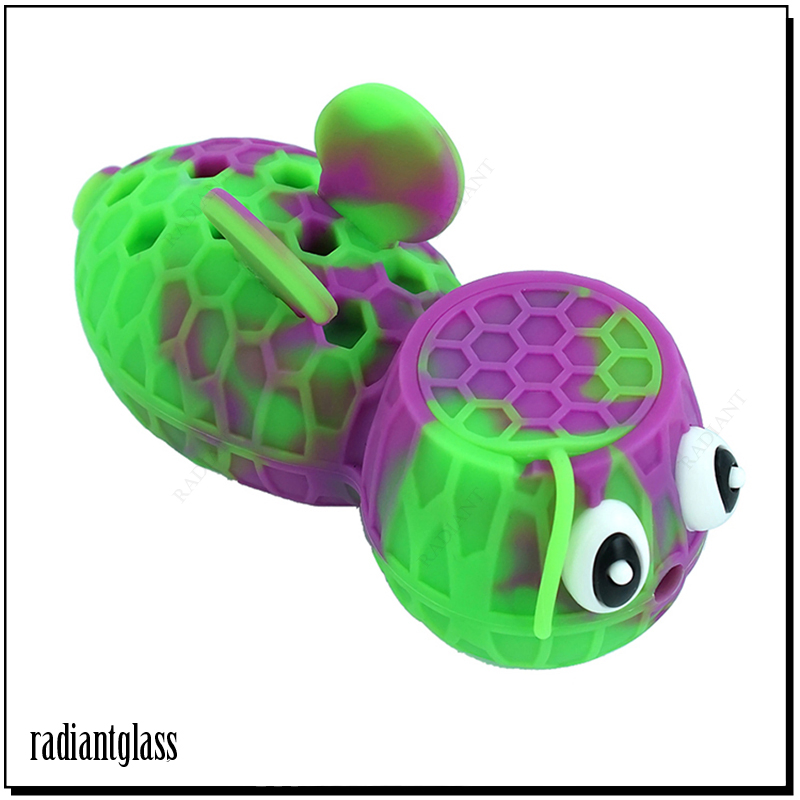 Little Bee Novel Silicone Glass Smoking Hand Pipe with Glass Bowl