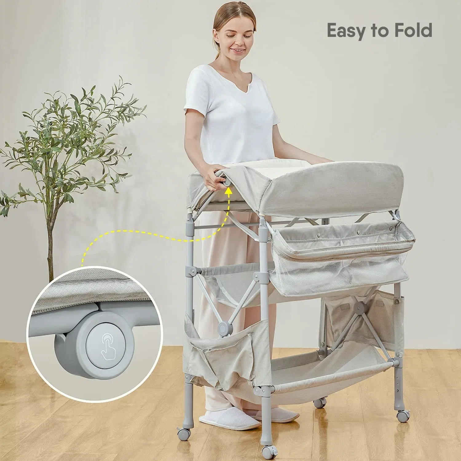 Portable Dresser Waterproof Diaper Changing Table Height Adjustable Changing Station