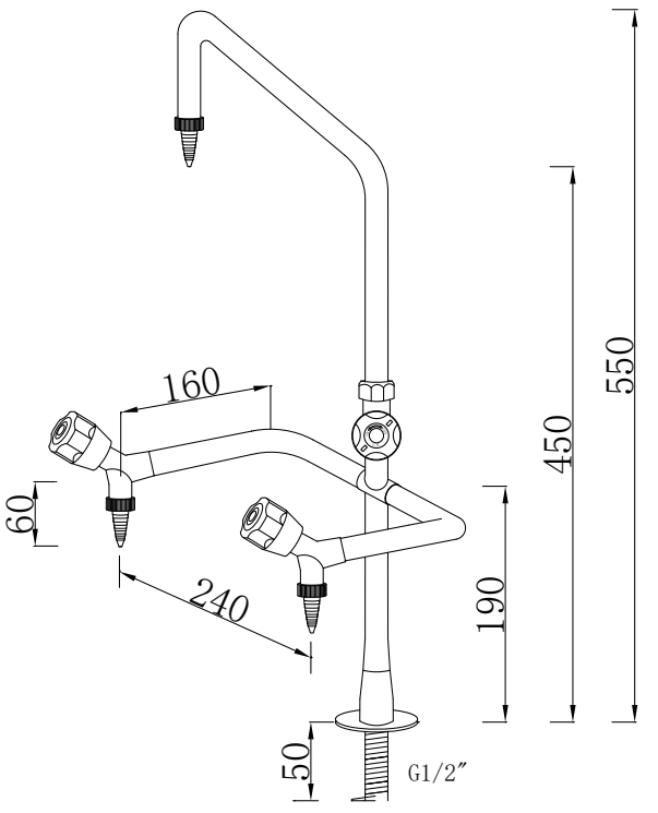 Лабораторный кран смеситель горячей и холодной воды