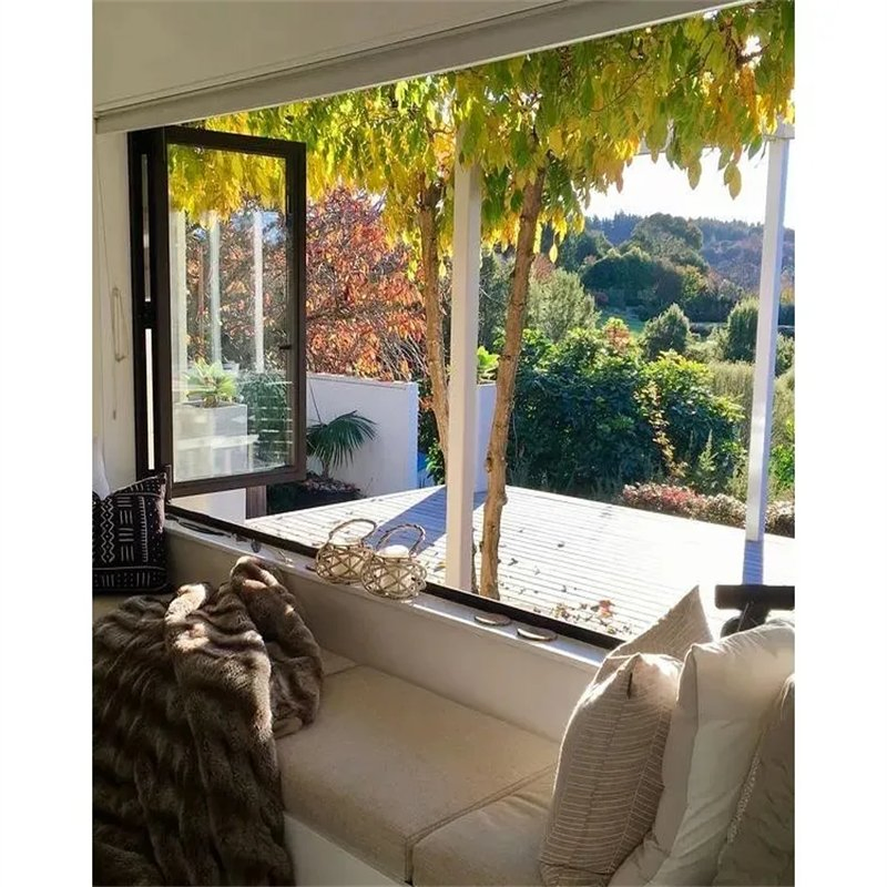 Modern House Shop Vertical Glass Fold up Window Bi-Fold Design Vertical Aluminum Folding Glass Windows