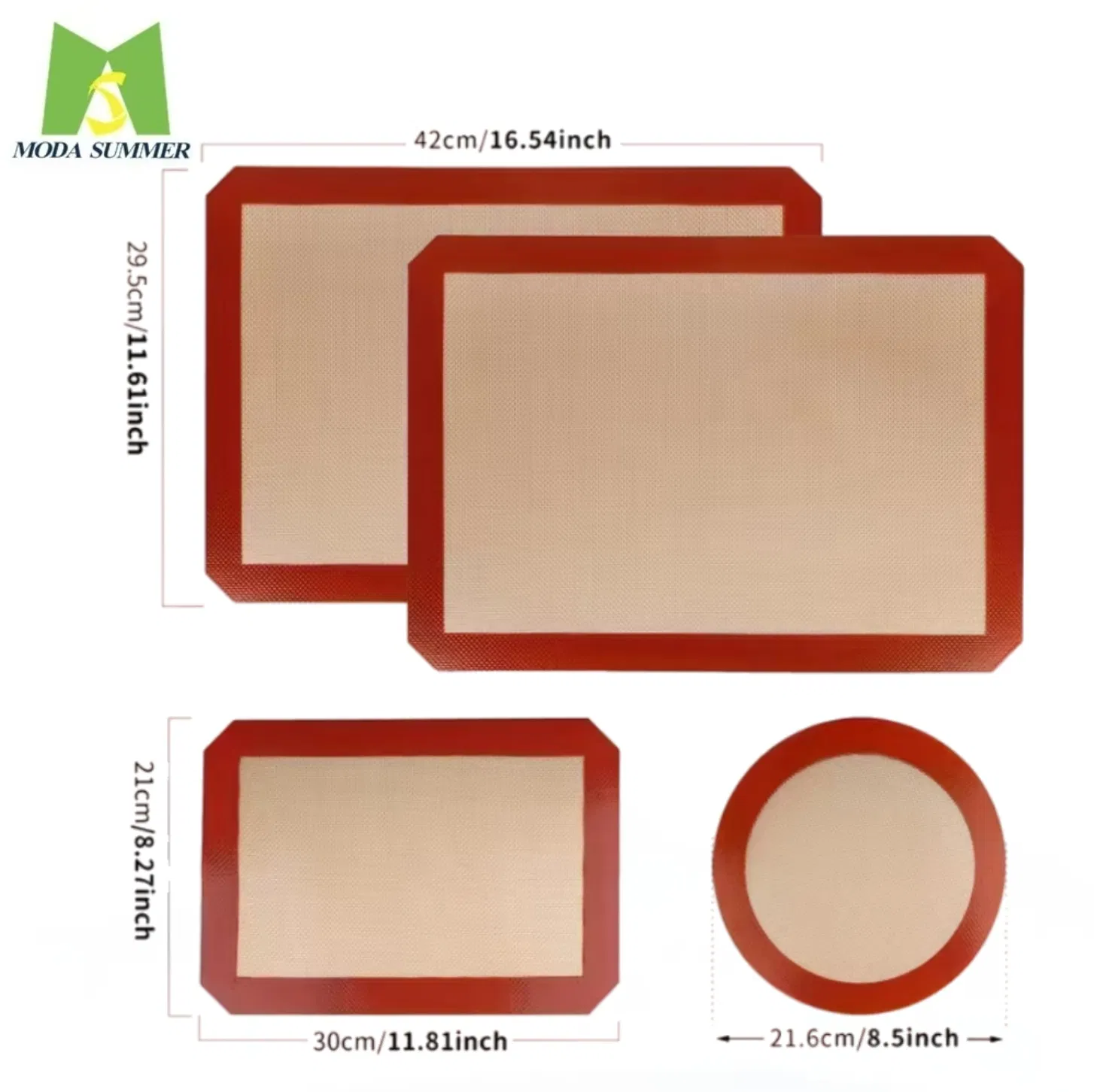 China Factory Food Grade Non-Stick Silicone Baking Pastry Mat with Non-Slip Rubber Surface and Heat Resistance for Kneading Dough in Oven