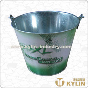 Promotional Bar Use Customized Logo Galvanized Steel Handle Bar KTV Ice Bucket