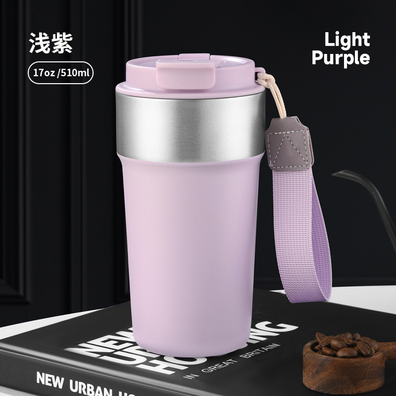 510ml Straw Lid Double Drinking Bottle Stainless Steel Vacuum Tea Coffee Cups