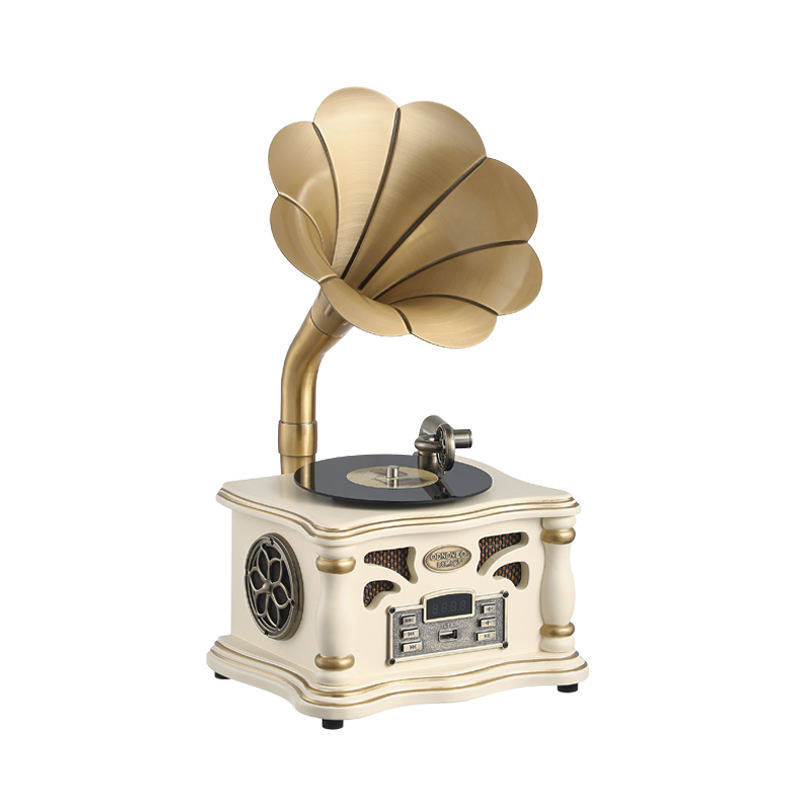 Retro Home Decor Art Music Box Art Speaker Vintage Phonograph Bluetooth Speaker Turntable Record Player with USB/Aux