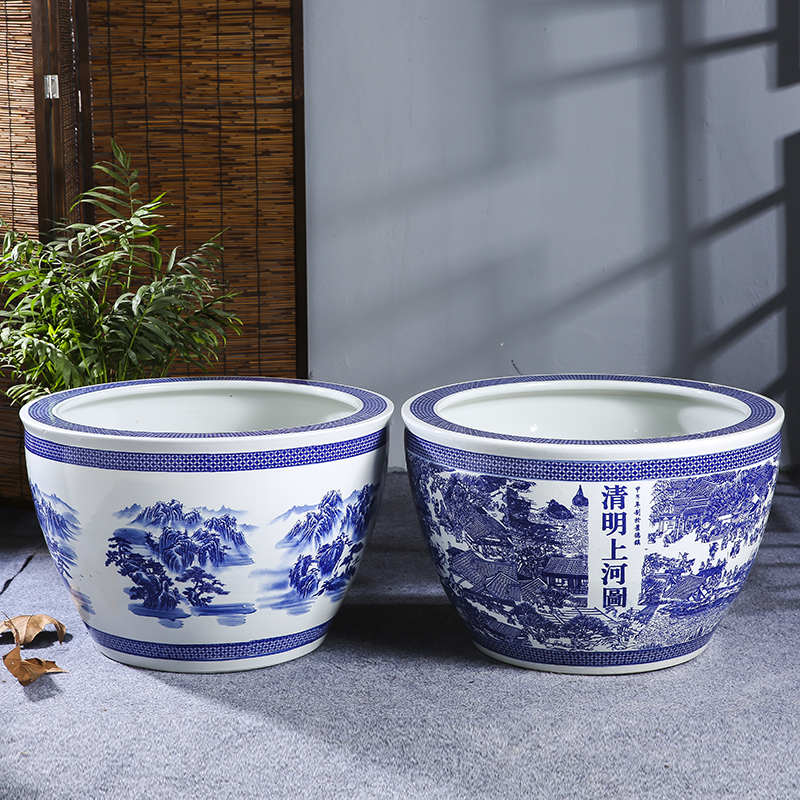 Горшки керамические синие уличные для растений