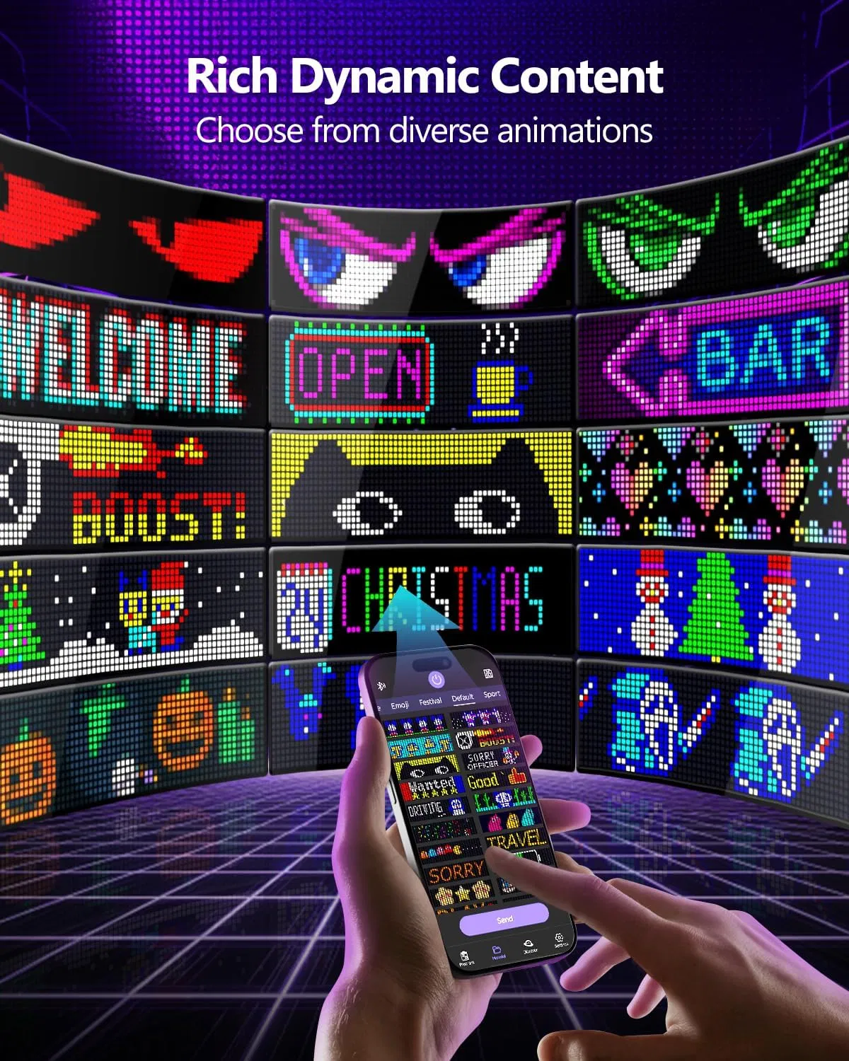 Ультратонкая светодиодная подсветка лобового стекла с управлением через Bluetooth-приложение