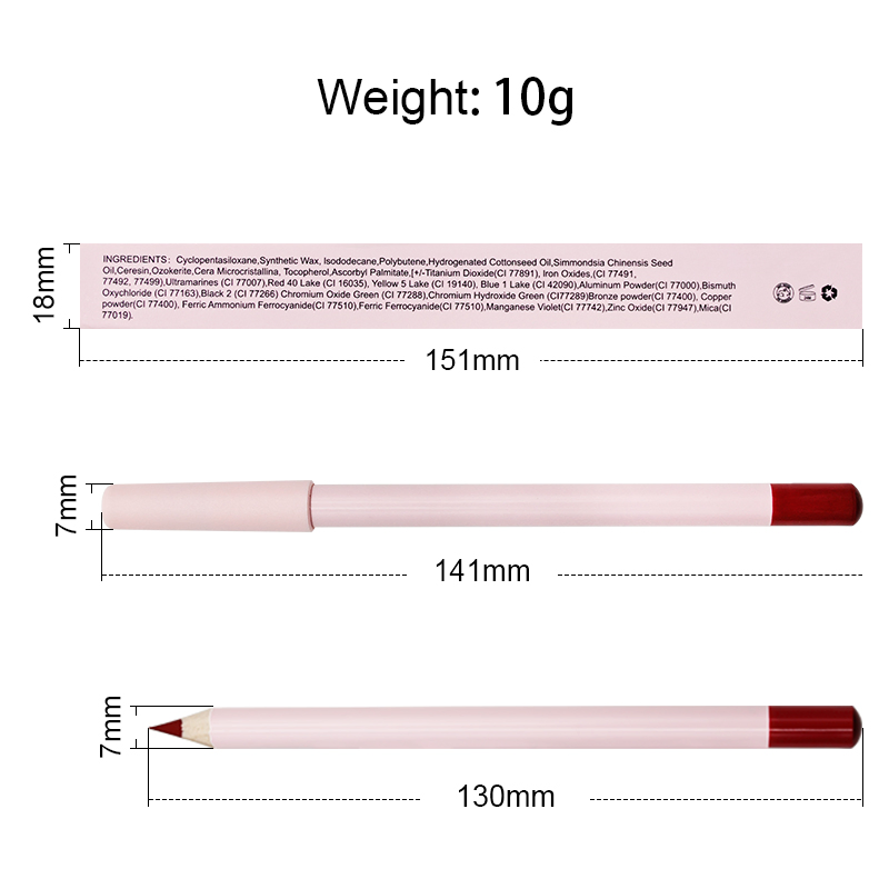 Private Label Cruelty Free Lipliner Pencil Matte Waterproof Lip Liner High Pigment Long Lasting Pink Lipliner