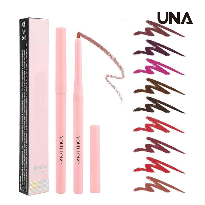 Wholesale Cosmetics Retractable Pink Lipliner Waterproof High Pigment Makeup Lip Liners Custom Private Label