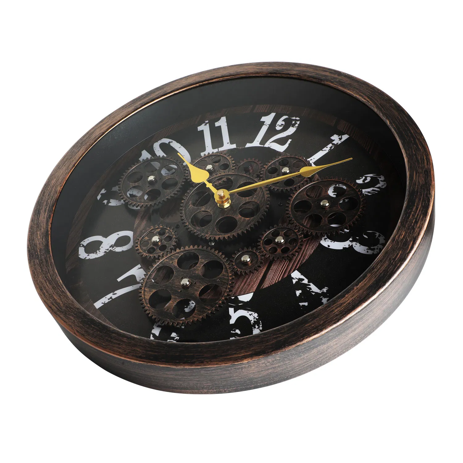 Quality 40cm Antique Metal Iron Gear Wall Clock for Home Decoration
