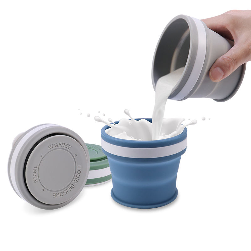 Reusable Pocket Size 270ml Lightweight Silicone Portable Collapsible Folding Coffee Cup for Travel
