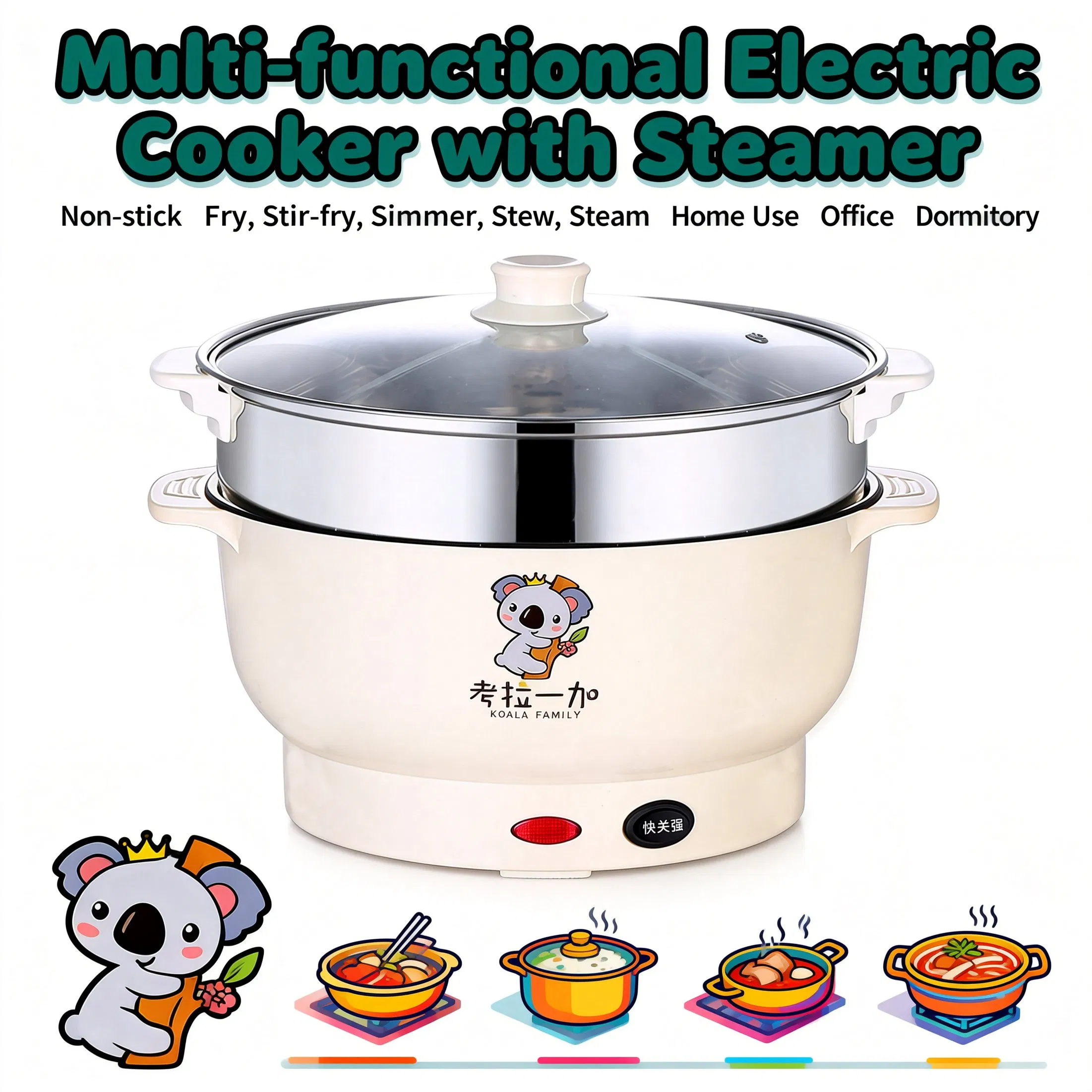 Low Power Electric Cooking Pot Hot Pot Fast Heating Electric Food Cooker for Energy Efficient Daily Use
