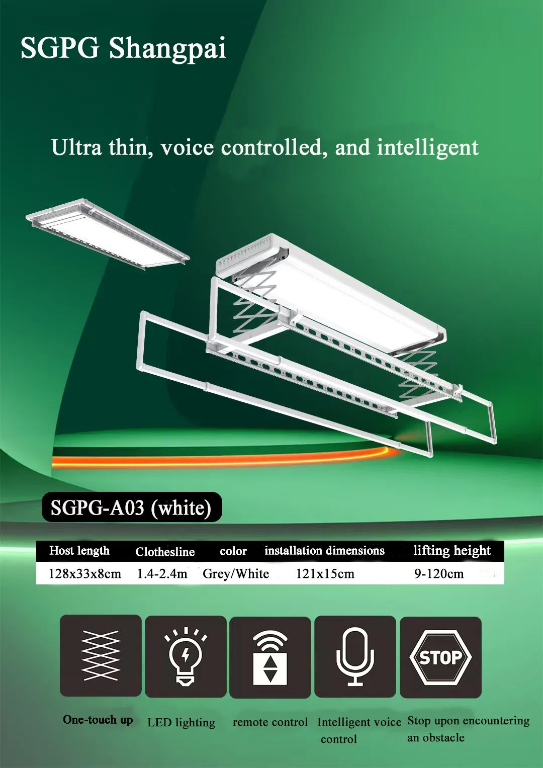 Smart Electric Laundry Dryer Stand for Wall and Ceiling Mounting