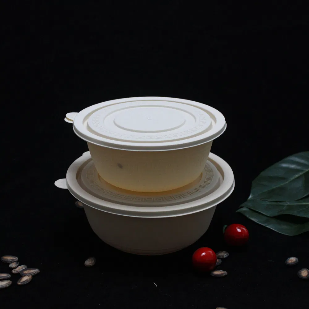 750ml Eco Disposable Food Container Microwavable Takeout Corn Starch Bowl with Lid