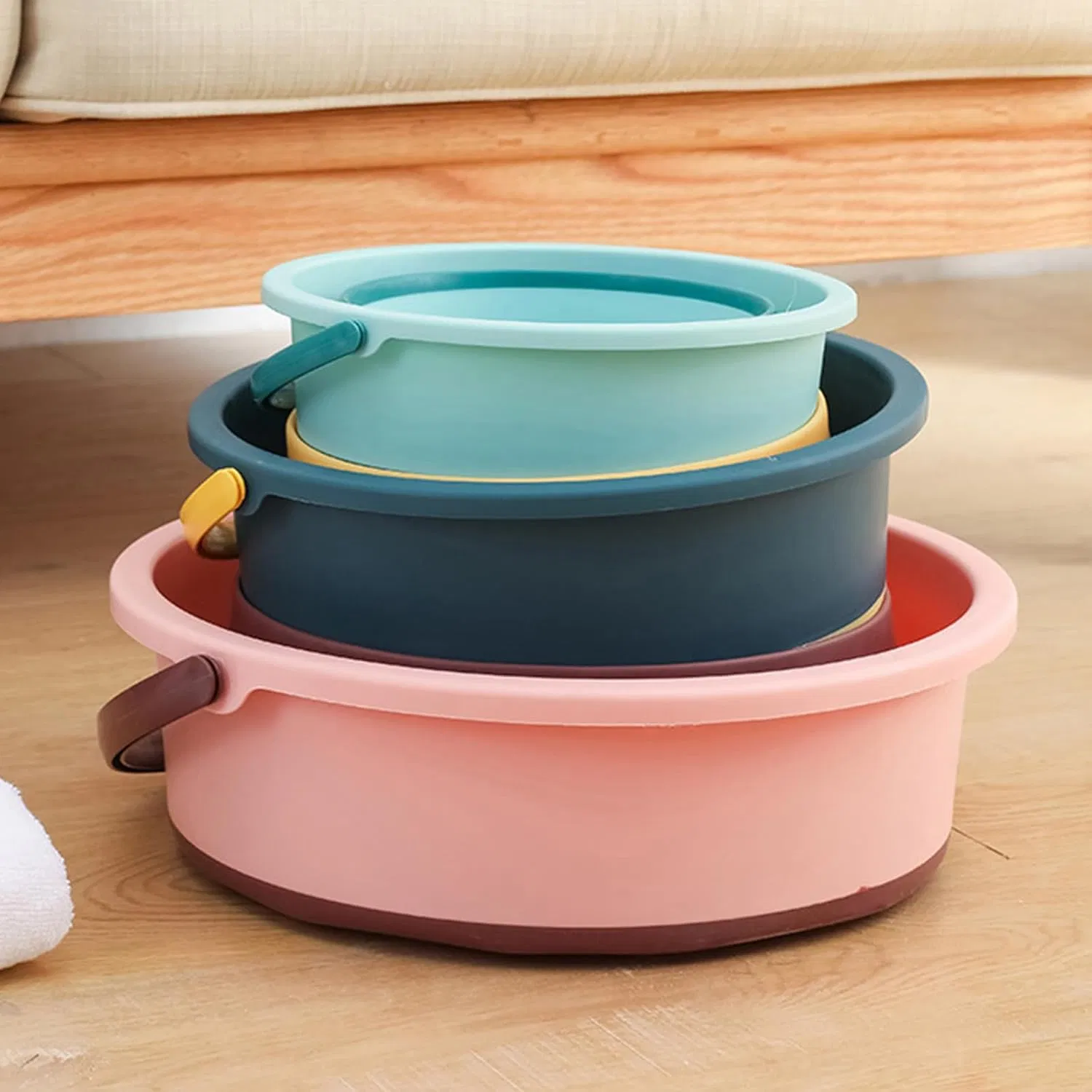 Silicone Foldable Water Container Portable Handle Washing Bucket