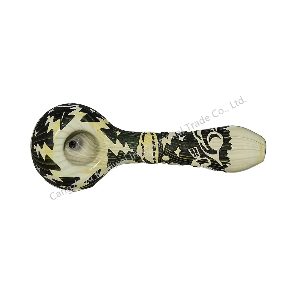 Premium Deep Sandblasted Glass Smoking Pipe Hand Pipe with Spaceship Graphic