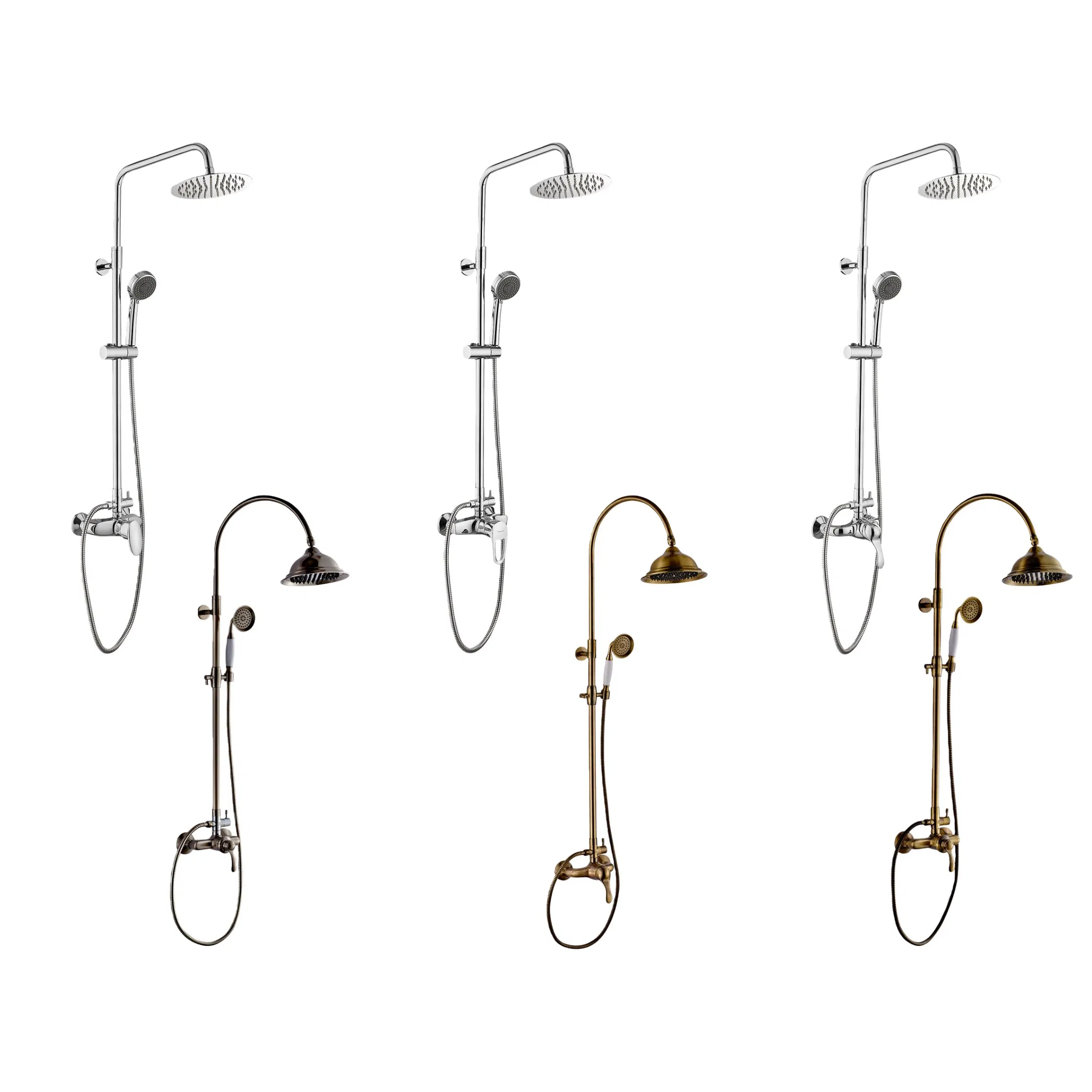 Modern Single Handle Brass Shower System Bathtub Mixer Tap with Hand Shower Holder