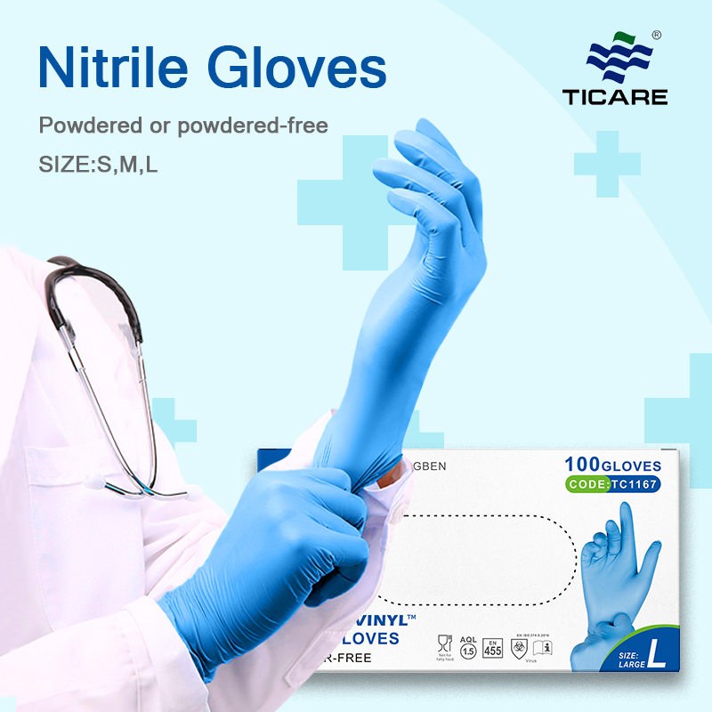 Custom Logo Xs 5 Mil 6mil Blue Nitrile Gloves Powder Free