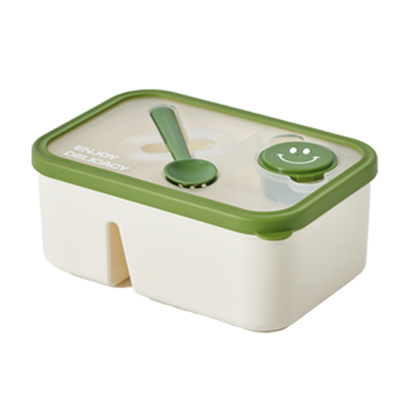 Versatile Double and Single Layer Lunch Box with Dressing Container