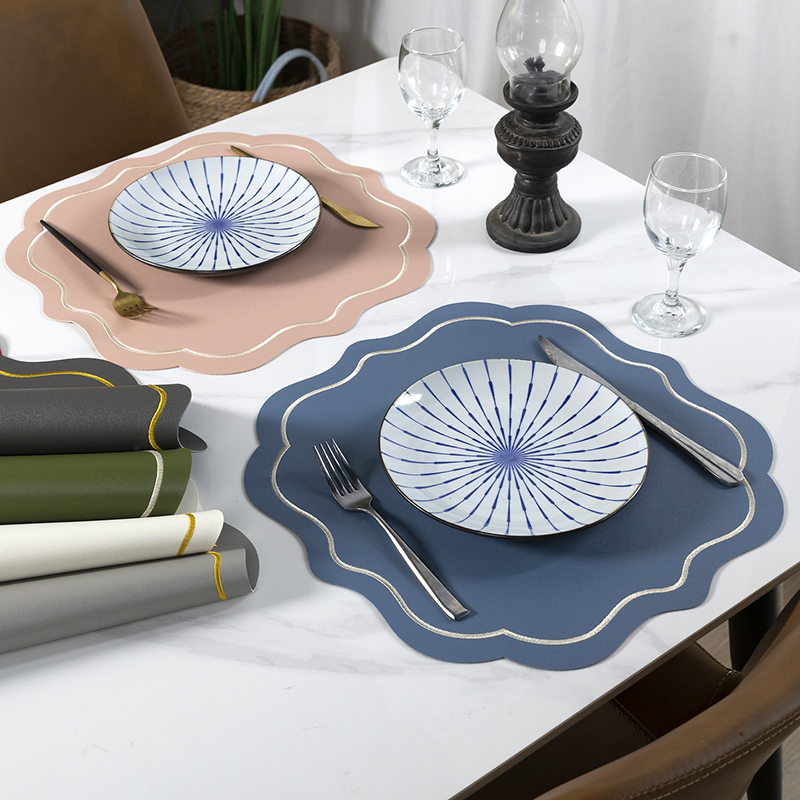 PVC Leather Embroidery Waterproof Wedding Placemat Table Mat Place Mats Dining Table Mat