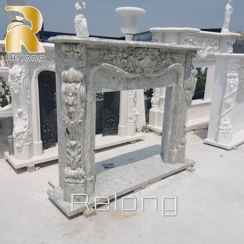 Hand Carving Decorative French Style Marble Fireplace Mantel for Sale