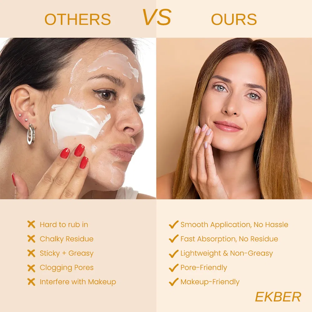 Ekber Natural Rice Face Sunscreen SPF50 Vegan Refreshing Non-Greasy Rice Sunscreen Lotion Private Label