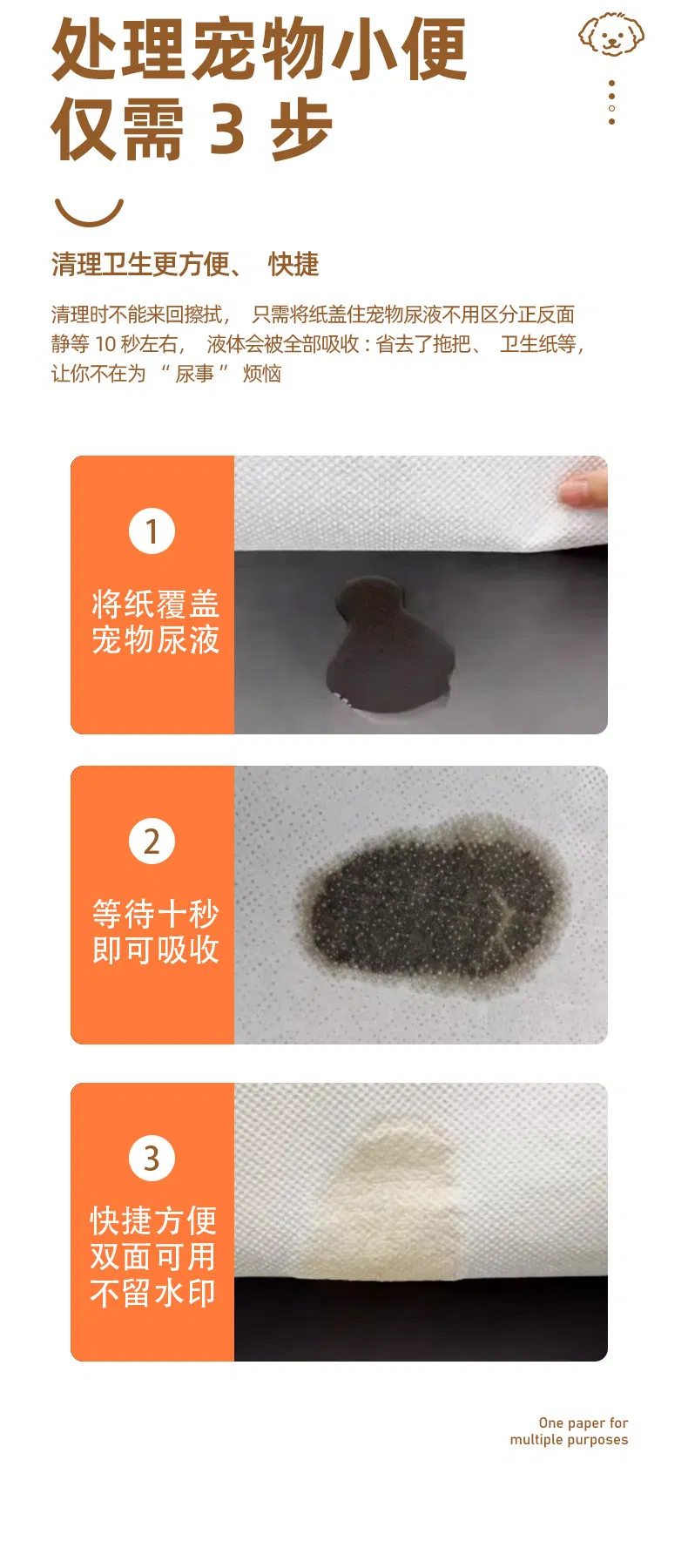 Disposable Pet Urine-Absorbing Paper with Non-Woven Fabrics