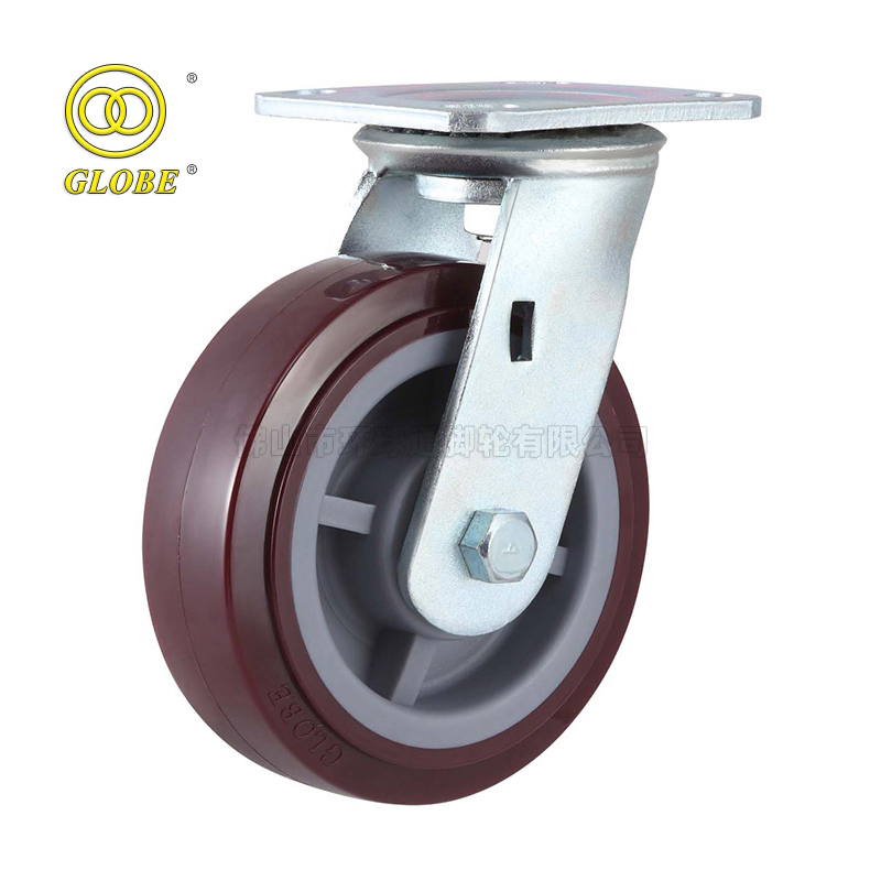 Shock Proof Absorbing Swivel Type Aluminium Core Rubber Caster Spring Loaded Casters