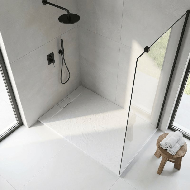1000X700 White SMC Resin Shower Tray Low-Entry Rectangular Shower Base Reinforced Solid Surface Shower Pan for Hotels