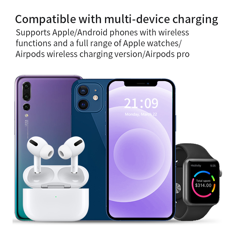 Портативная 3 в 1 беспроводная зарядная станция 15W