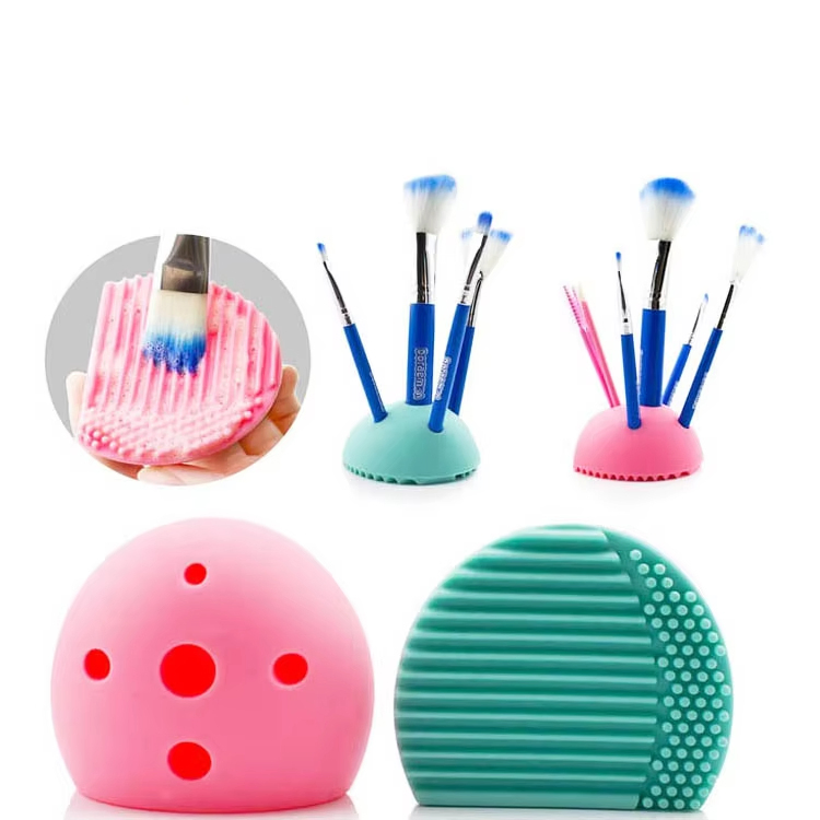 New Hot Wholesale Round Custom Portable Silicone Makeup Face Brushes Cleaning Holder Pouch for Home Travel Makeup Cleaning