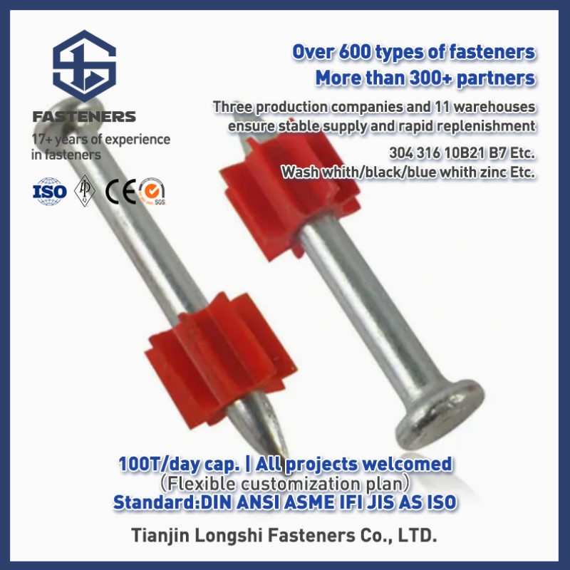 Shoot Nail with Red Buffer Shooting Nail Concrete Nail