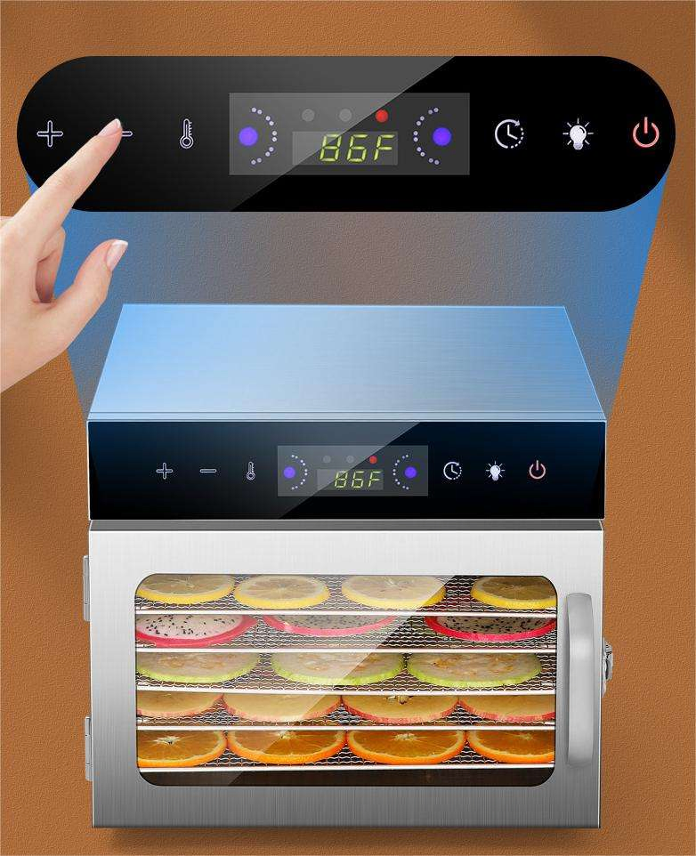 6 Tray Stainless Steel Food Dehydrator Machine with Digital Control