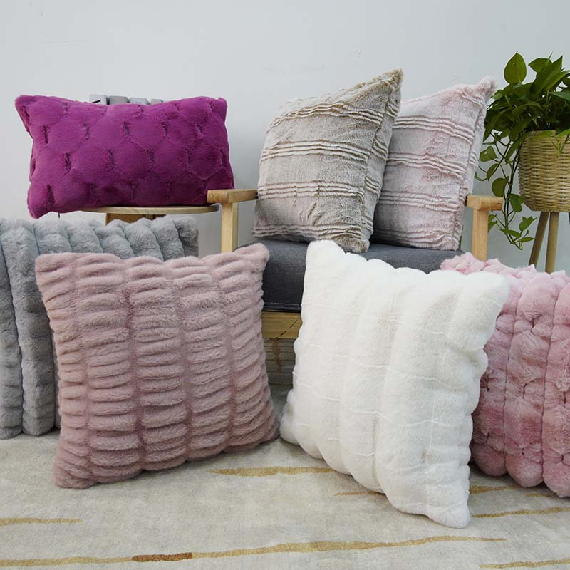 Polyester /Spandex Faux Fur Cushion of Seat Sofa Cover Pillow Gift Pillowcase