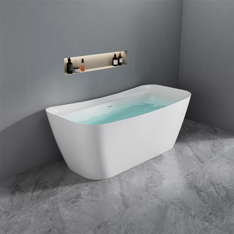 Угловая прямоугольная акриловая ванна белая