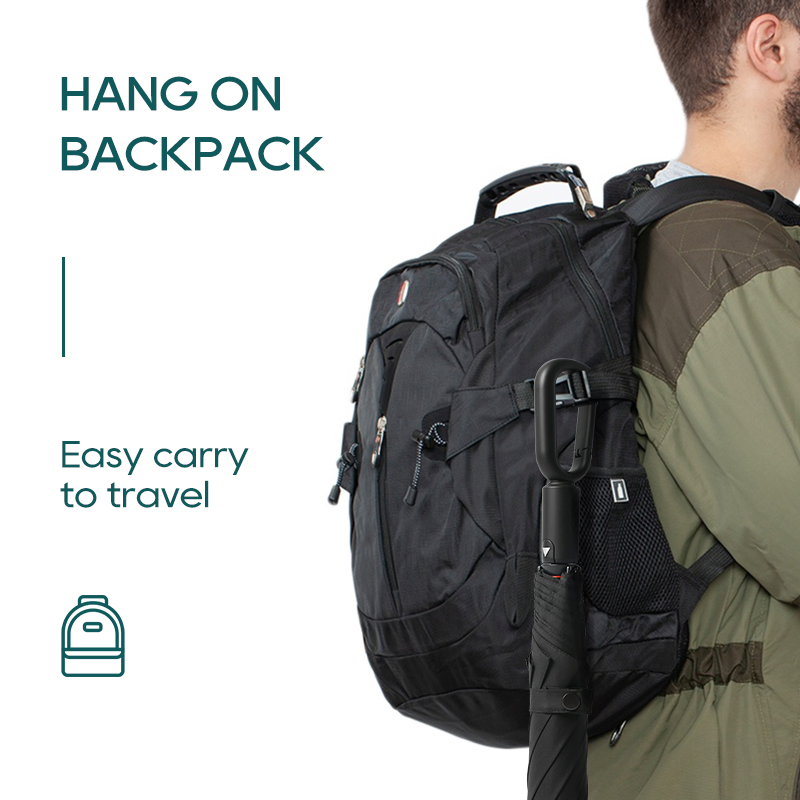 Складной зонт ветрозащитный с карабином, под логотип