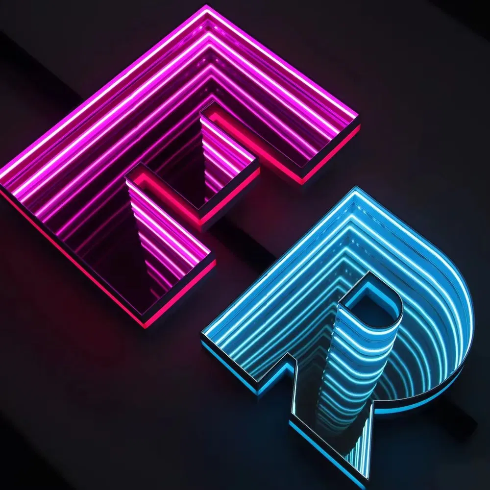 Customized Tile Light Box Abyss Character Thousand Layer Customized Signboard LED 3D Channel Letter Neon Mirror Sign