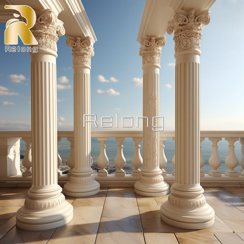 Luxury White Marble Stone Carving Column Pillars for Villa Decor