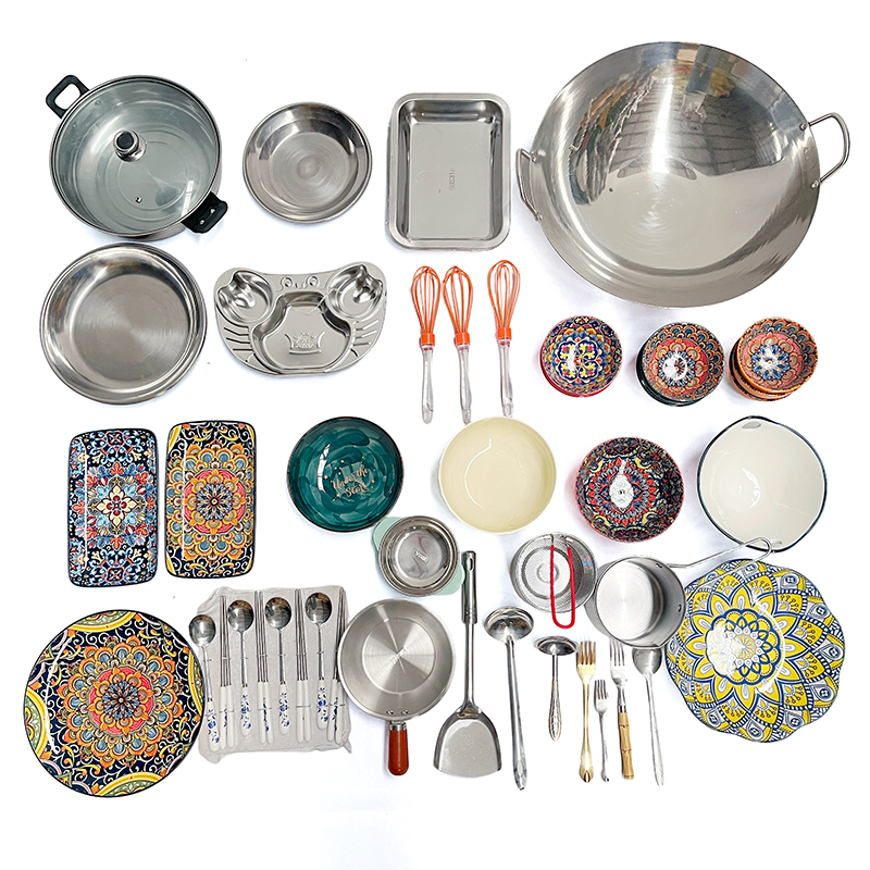 Peralatan Masak Stainless Steel Set Wholesale Kitchen Cookware Pots Pans