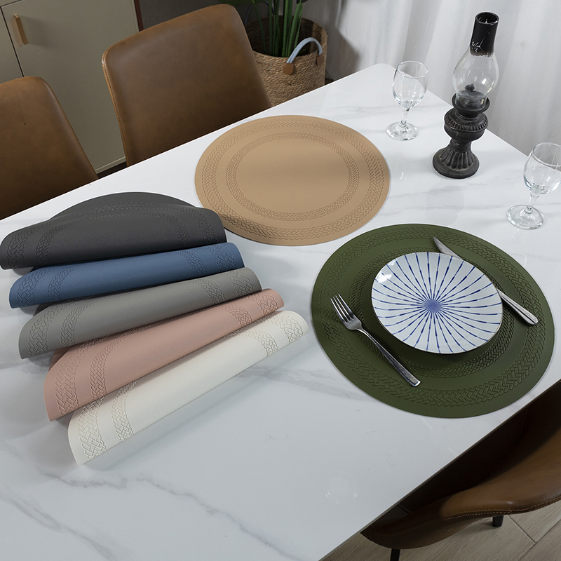 Wholesale Home Use Leather Custom Placemat PVC Round Dining Europe Market Table Mats