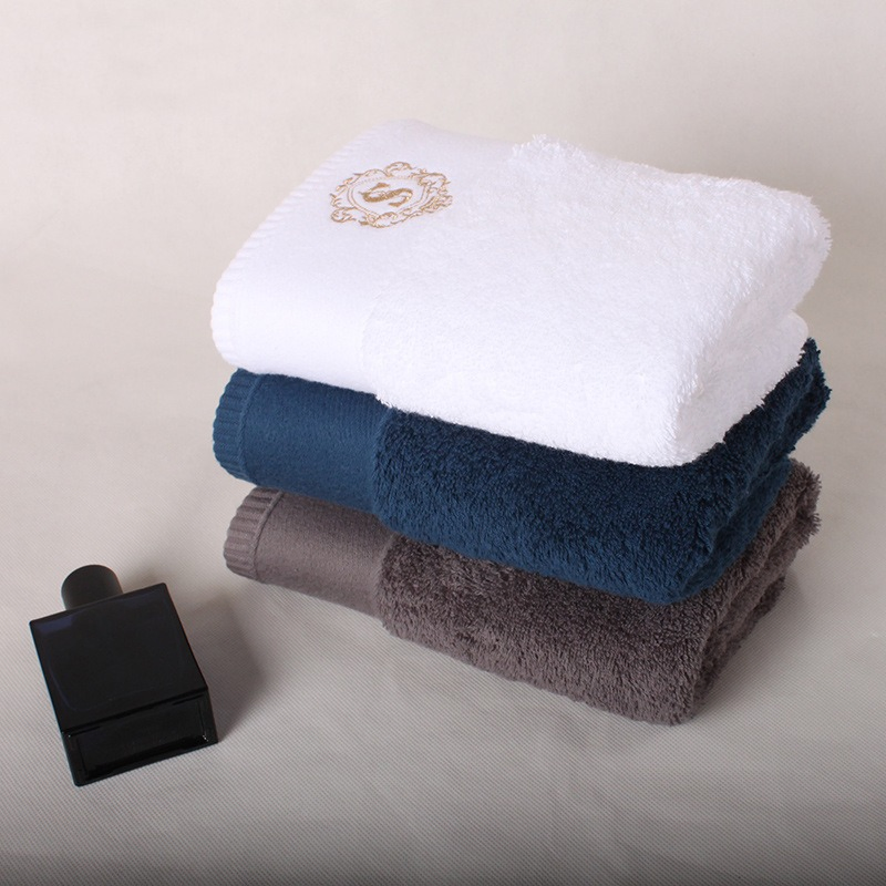 Embroidery Logo Hotel Home Use Adult Cotton Thicken Microfiber Face Towel 78*40