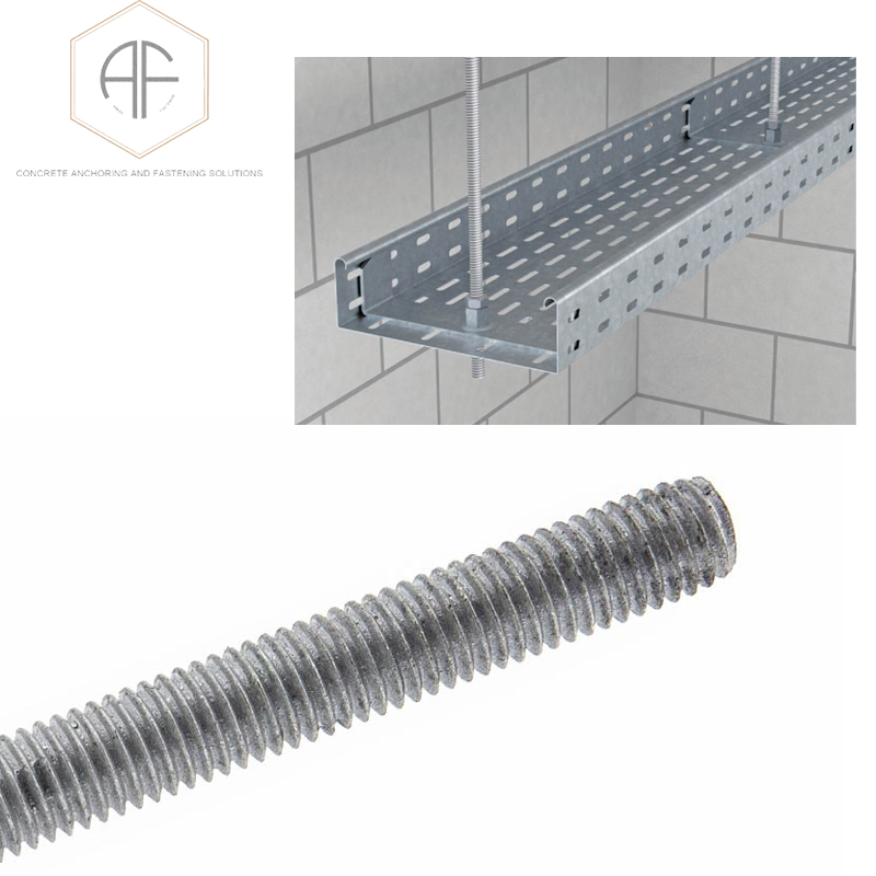 Grade 8.8 Threaded Bars with Hot-DIP Galvanised Finish as Corrosion-Resistant Fasteners with Channel or Strut Assemblies on Projects in Construction