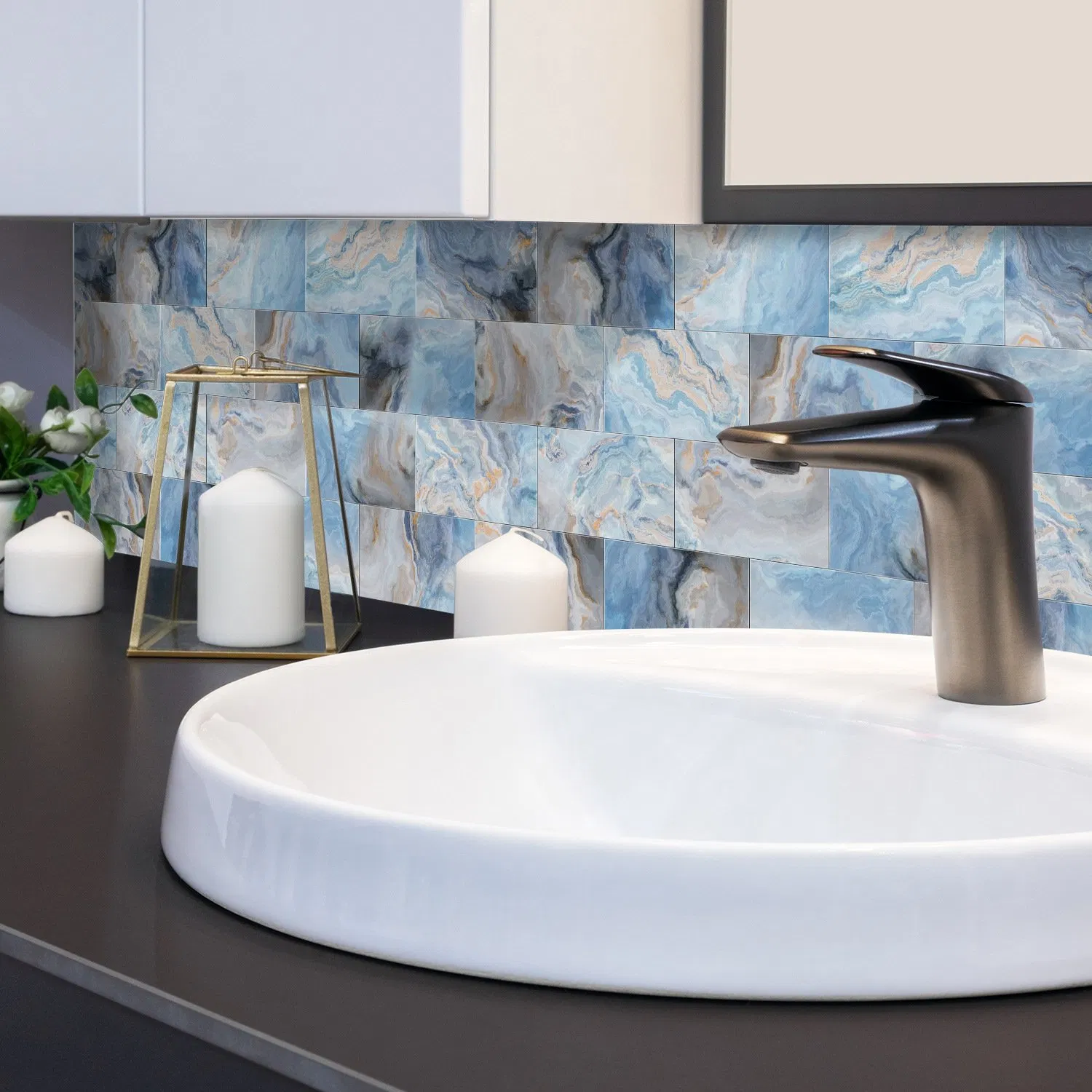 Self-Adhesive Waterproof Foam Marble Peel Wallpaper Thick Wall Sticker for Kitchen