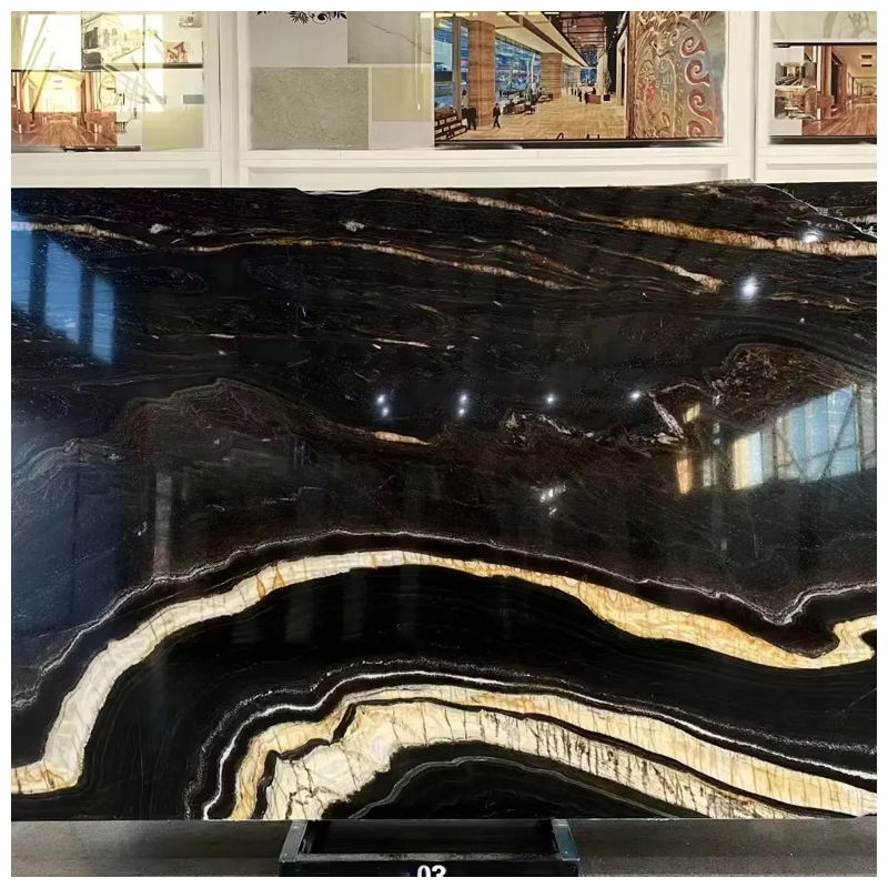 Black and Gold Dark Star Quartzite Slabs