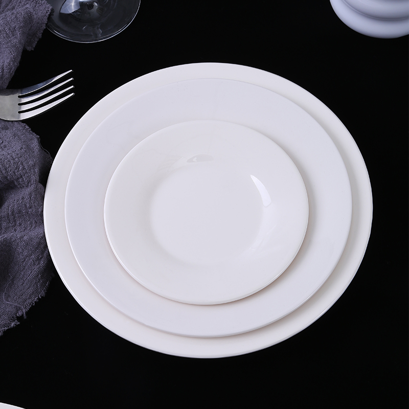 Hot-Selling Food Grade Melamine Plate for Restaurant Solid 12-Inch Round Plate Set