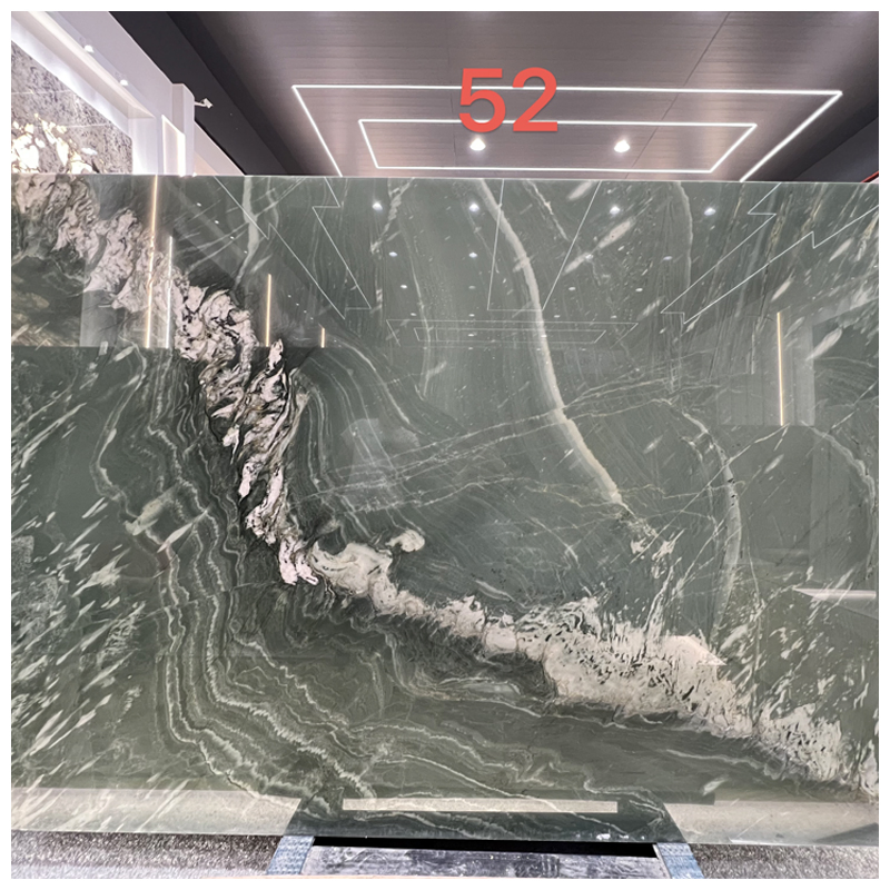 Brazilian Vivid Green Exotic Quartzite Slabs for Wall Cladding and Countertops